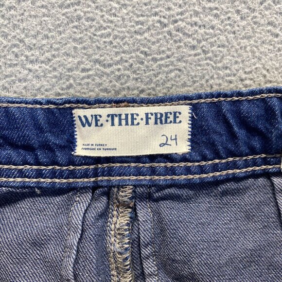 We The Free Womens High Rise Pleated Denim Wide Leg Jeans Blue Pockets Sz 24 New - Picture 3 of 15